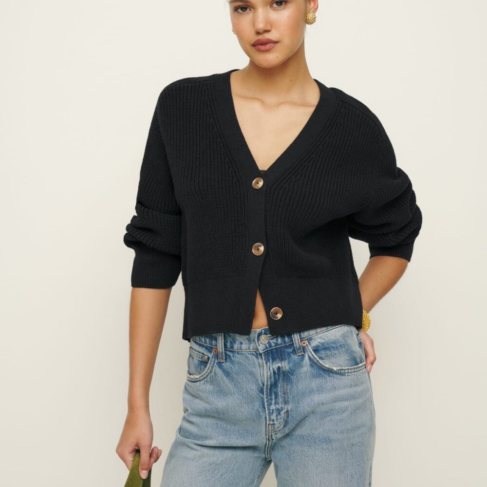Reformation Jessa Cotton Cardigan black Size S